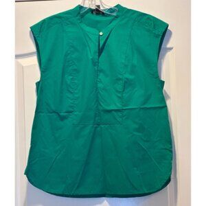 J Crew Poplin Kelly Green Cotton Top Size Medium NWT